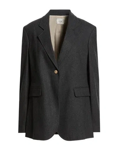 Alysi Crème Woman Blazer Charcoal Size 8 Viscose, Polyester, Wool, Elastane In Gray