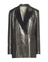Alysi Crème Woman Blazer Gold Size 6 Acetate, Viscose, Metallic Fiber, Virgin Wool