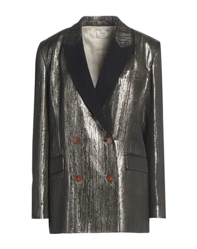Alysi Crème Woman Blazer Gold Size 6 Acetate, Viscose, Metallic Fiber, Virgin Wool
