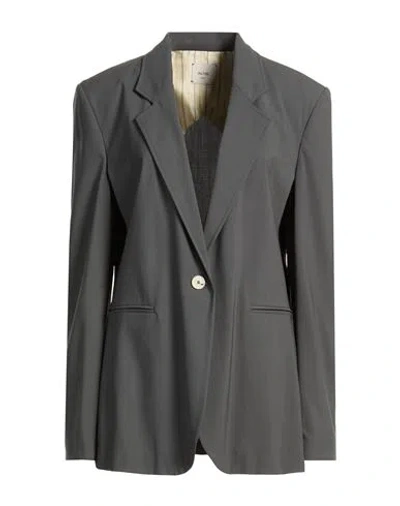 Alysi Crème Woman Blazer Grey Size 10 Virgin Wool, Elastane In Gray