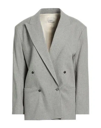 Alysi Crème Woman Blazer Grey Size 4 Viscose, Polyester, Wool, Elastane In Gray