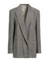 Alysi Crème Woman Blazer Grey Size 6 Viscose, Virgin Wool, Wool
