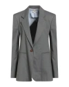 Alysi Crème Woman Blazer Grey Size 8 Linen, Viscose, Elastane In Gray