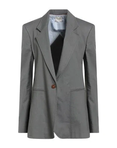 Alysi Crème Woman Blazer Grey Size 8 Linen, Viscose, Elastane In Gray