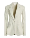 Alysi Crème Woman Blazer Grey Size 8 Linen, Viscose, Elastane In Gray