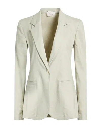 Alysi Crème Woman Blazer Grey Size 8 Linen, Viscose, Elastane In Gray