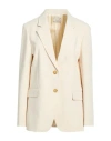Alysi Crème Woman Blazer Ivory Size 8 Polyester, Viscose, Elastane In Neutral
