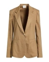 Alysi Crème Woman Blazer Khaki Size 10 Linen, Viscose, Elastane In Brown