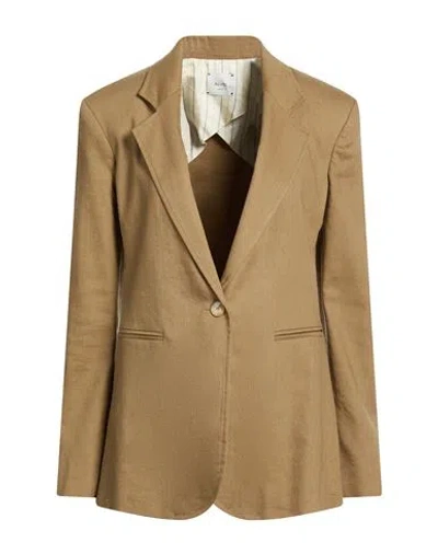 Alysi Crème Woman Blazer Khaki Size 8 Linen, Viscose, Elastane In Brown