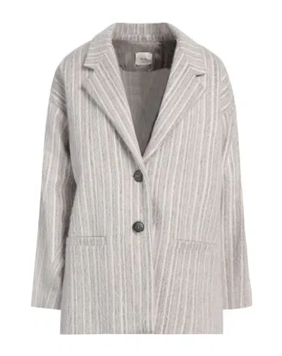 Alysi Crème Woman Blazer Light Grey Size 4 Wool, Polyamide, Polyester, Alpaca Wool, Viscose