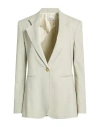Alysi Crème Woman Blazer Light Grey Size 8 Linen, Viscose, Elastane In Gray