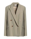 Alysi Crème Woman Blazer Sage Green Size 8 Polyester, Viscose, Elastane, Wool In Sage Green