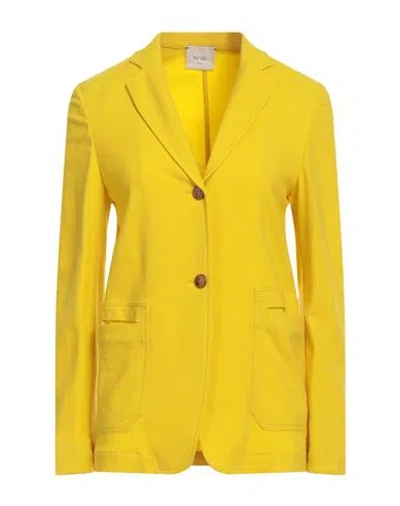 Alysi Crème Woman Blazer Yellow Size 2 Virgin Wool, Elastane