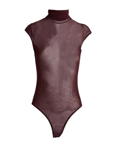 Alysi Crème Woman Bodysuit Burgundy Size 2 Polyester, Elastane In Brown