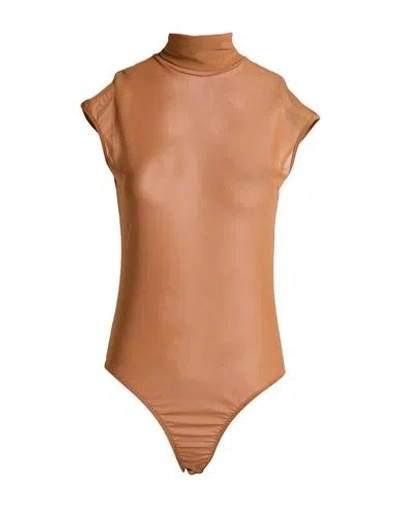 Alysi Crème Woman Bodysuit Camel Size 4 Polyester, Elastane In Brown
