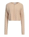 Alysi Crème Woman Cardigan Beige Size L Cotton