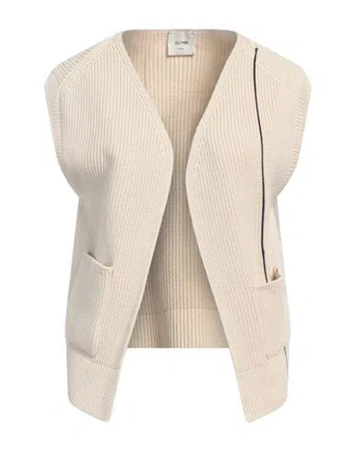 Alysi Crème Woman Cardigan Beige Size L Cotton, Polyamide