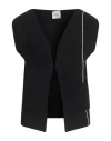 Alysi Crème Woman Cardigan Black Size L Cotton, Polyamide In Black