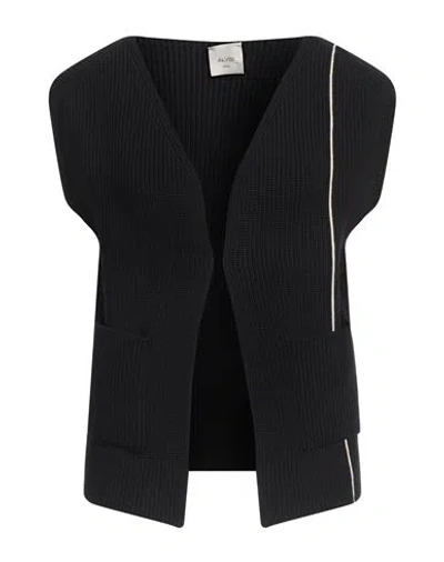 Alysi Crème Woman Cardigan Black Size L Cotton, Polyamide