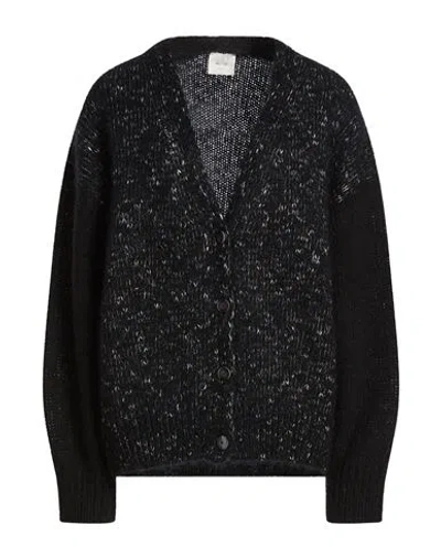 Alysi Crème Woman Cardigan Black Size S Mohair Wool, Virgin Wool, Cotton