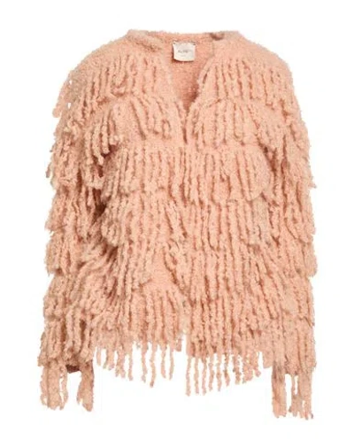 Alysi Crème Woman Cardigan Blush Size S Acrylic, Mohair Wool, Wool, Polyamide In Pink
