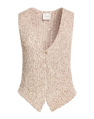 Alysi Crème Woman Cardigan Camel Size L Cotton, Viscose, Polyamide, Polyester In Neutral