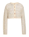 Alysi Crème Woman Cardigan Cream Size Xl Alpaca Wool, Merino Wool, Polyamide, Viscose, Metallic Fibe