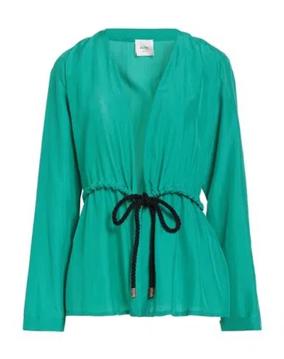 Alysi Crème Woman Cardigan Green Size 4 Silk