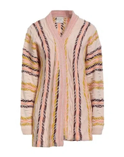 Alysi Crème Woman Cardigan Light Pink Size M Acrylic, Alpaca Wool, Wool In Multi