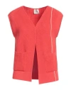 Alysi Crème Woman Cardigan Red Size L Cotton, Polyamide