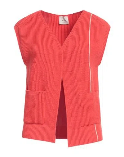 Alysi Crème Woman Cardigan Red Size L Cotton, Polyamide