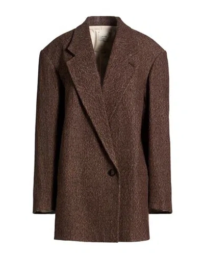 Alysi Crème Woman Coat Brown Size 8 Virgin Wool