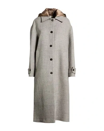 Alysi Crème Woman Coat Grey Size 4 Virgin Wool, Polyamide, Polyester, Cotton, Wool In Gray