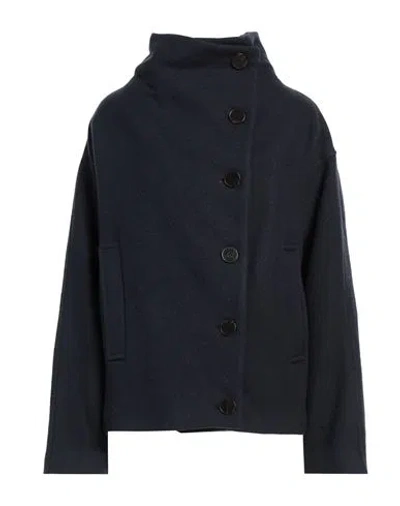 Alysi Crème Woman Coat Midnight Blue Size 4 Virgin Wool