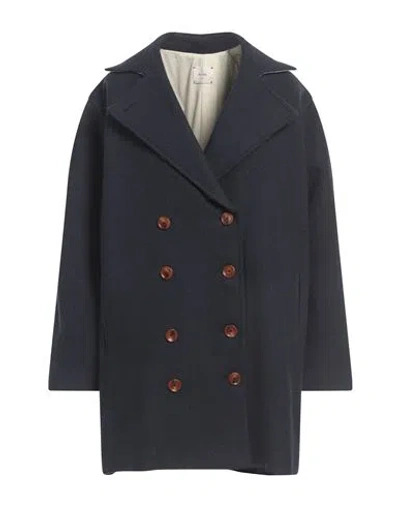 Alysi Crème Woman Coat Midnight Blue Size 6 Virgin Wool, Viscose