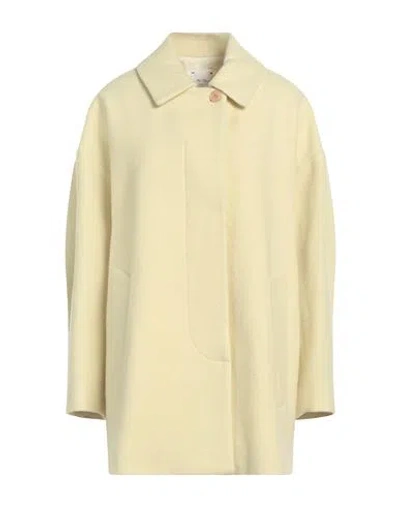 Alysi Crème Woman Coat Pastel Yellow Size 8 Virgin Wool, Viscose