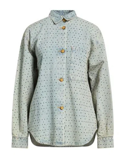 Alysi Crème Woman Denim Shirt Blue Size L Cotton