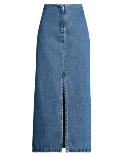Alysi Crème Woman Denim Skirt Blue Size S Cotton
