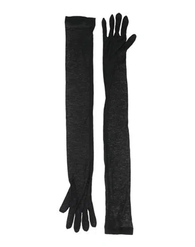 Alysi Crème Woman Gloves Black Size Onesize Modal, Wool
