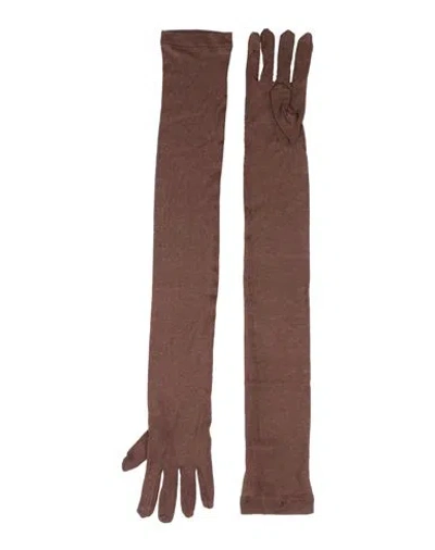 Alysi Crème Woman Gloves Brown Size Onesize Modal, Wool