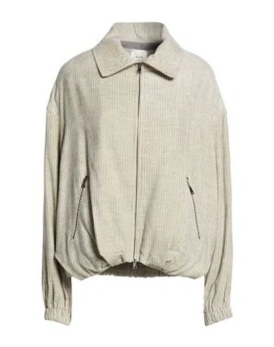 Alysi Crème Woman Jacket Cream Size 6 Viscose In Gray
