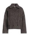 ALYSI ALYSI CRÈME WOMAN JACKET DARK BROWN SIZE 6 VIRGIN WOOL, ALPACA WOOL, POLYAMIDE