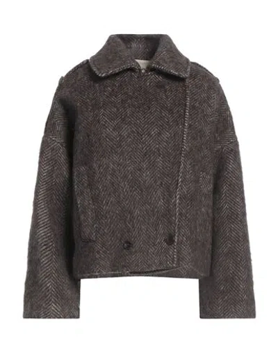 Alysi Crème Woman Jacket Dark Brown Size 6 Virgin Wool, Alpaca Wool, Polyamide