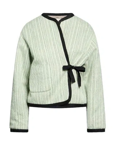 Alysi Crème Woman Jacket Sage Green Size 6 Wool, Polyamide, Polyester, Alpaca Wool