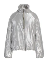 ALYSI ALYSI CRÈME WOMAN JACKET SILVER SIZE 8 COTTON, POLYESTER