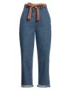 Alysi Crème Woman Jeans Blue Size 29 Cotton In Blue