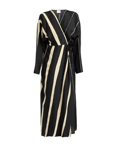 Alysi Crème Woman Maxi Dress Black Size 2 Silk