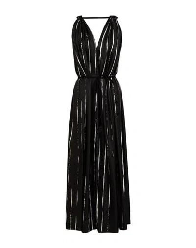 Alysi Crème Woman Maxi Dress Black Size 4 Silk