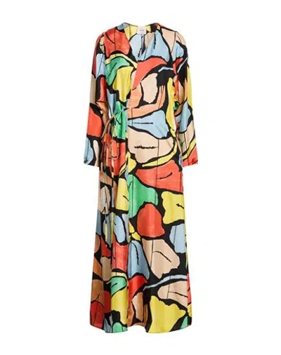 Alysi Crème Woman Maxi Dress Black Size 8 Silk