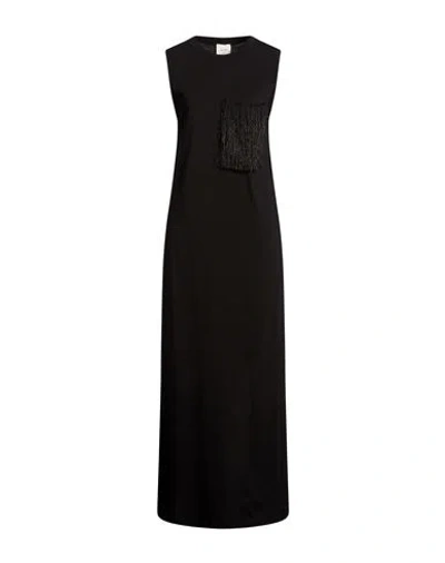 Alysi Crème Woman Maxi Dress Black Size S Cotton, Polyester